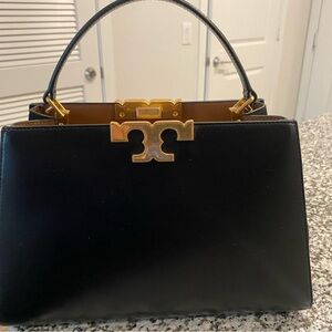 Tory Burch Black Satchel with Gold Accents